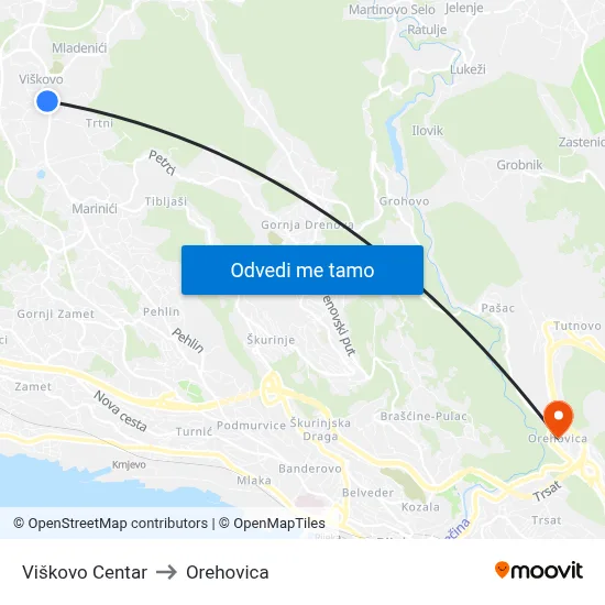 Viškovo Centar to Orehovica map