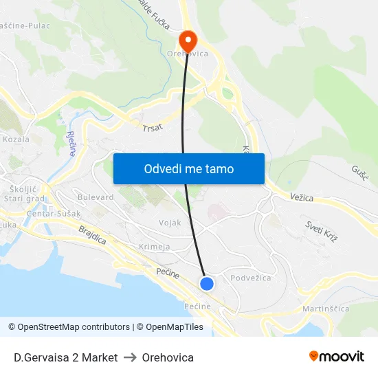 D.Gervaisa 2 Market to Orehovica map