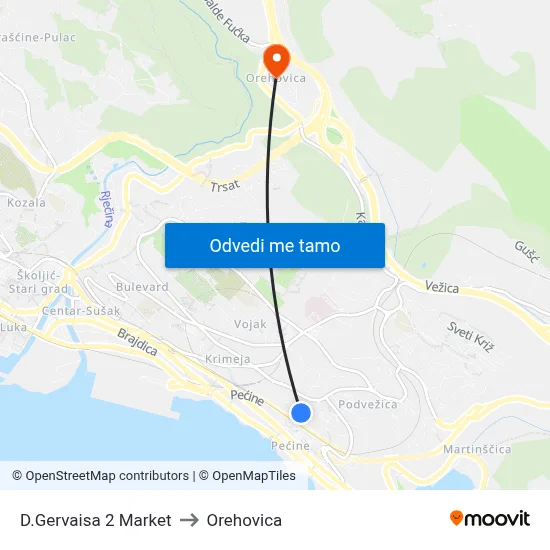 D.Gervaisa 2 Market to Orehovica map