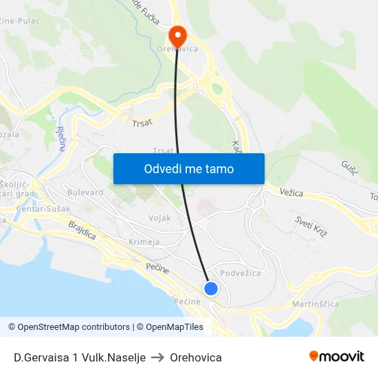 D.Gervaisa 1 Vulk.Naselje to Orehovica map