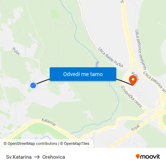 Sv.Katarina to Orehovica map