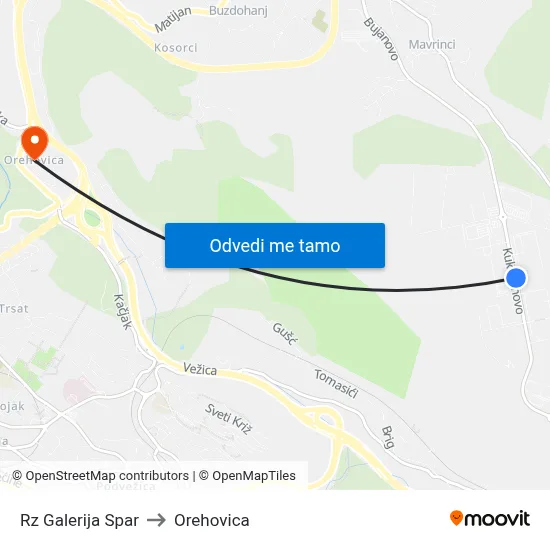 Rz Galerija Spar to Orehovica map