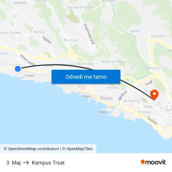 3. Maj to Kampus Trsat map