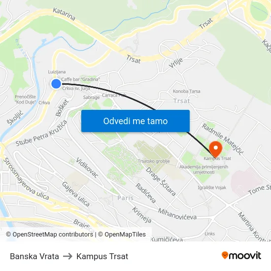 Banska Vrata to Kampus Trsat map