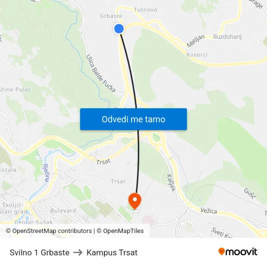 Svilno 1  Grbaste to Kampus Trsat map