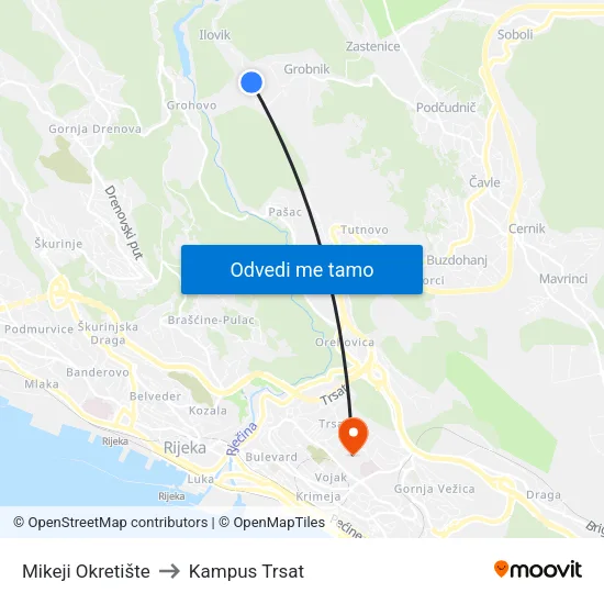 Mikeji  Okretište to Kampus Trsat map