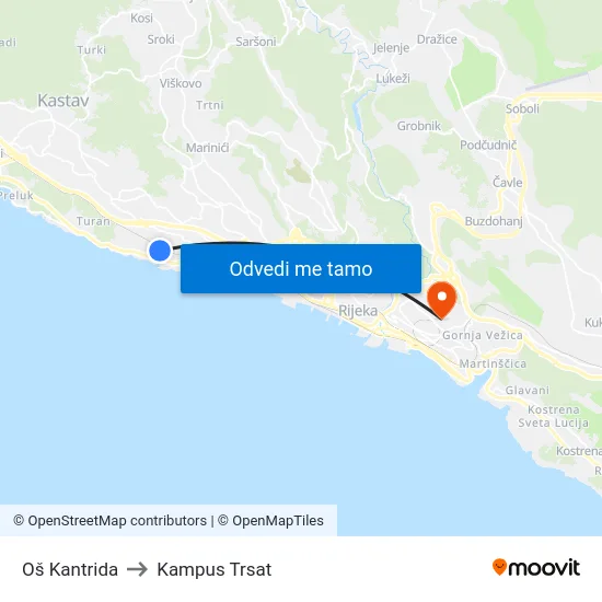 Oš Kantrida to Kampus Trsat map