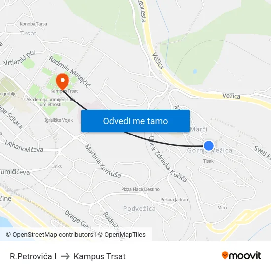 R.Petrovića I to Kampus Trsat map