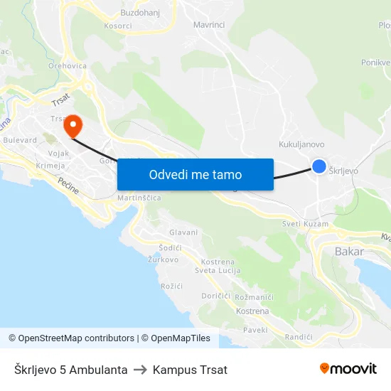 Škrljevo 5 Ambulanta to Kampus Trsat map