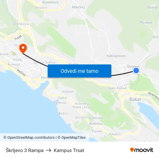 Škrljevo 3 Rampa to Kampus Trsat map
