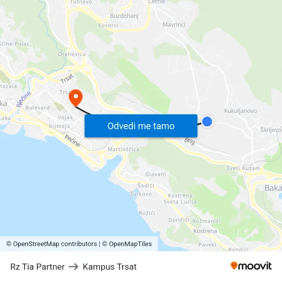Rz Tia Partner to Kampus Trsat map