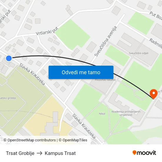 Trsat Groblje to Kampus Trsat map