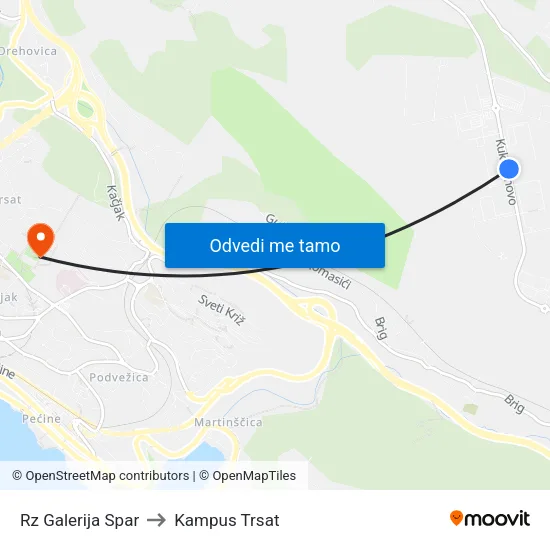 Rz Galerija Spar to Kampus Trsat map