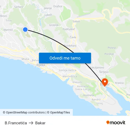 B.Francetića to Bakar map