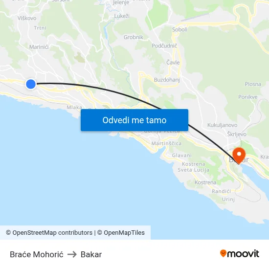 Braće Mohorić to Bakar map