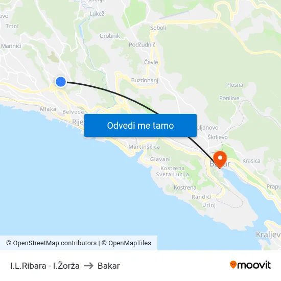 I.L.Ribara - I.Žorža to Bakar map