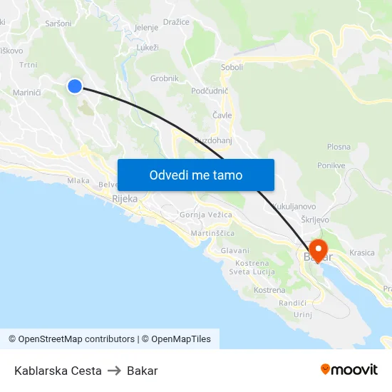 Kablarska Cesta to Bakar map