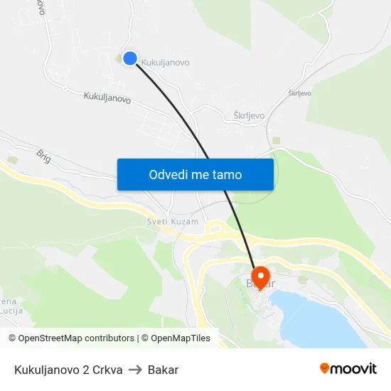 Kukuljanovo 2 Crkva to Bakar map