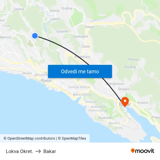 Lokva Okret. to Bakar map
