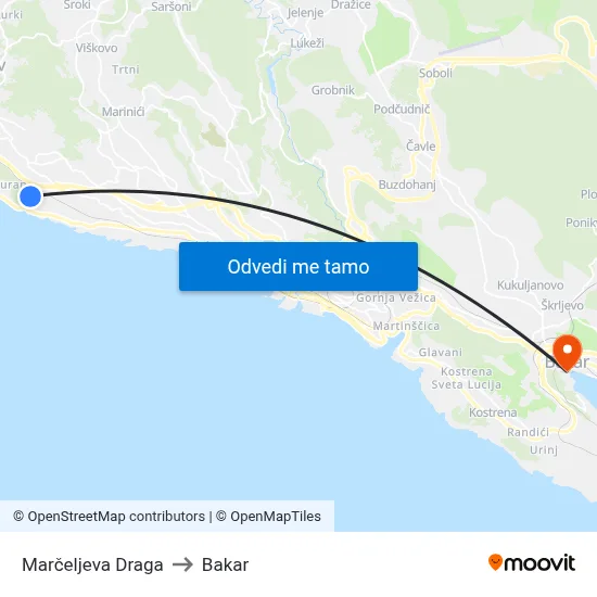 Marčeljeva Draga to Bakar map