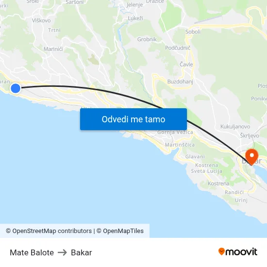 Mate Balote to Bakar map