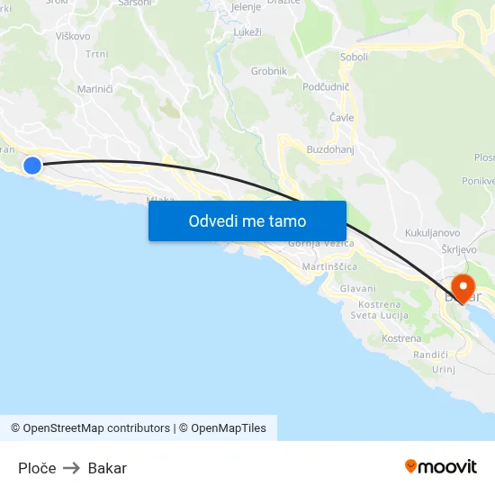 Ploče to Bakar map