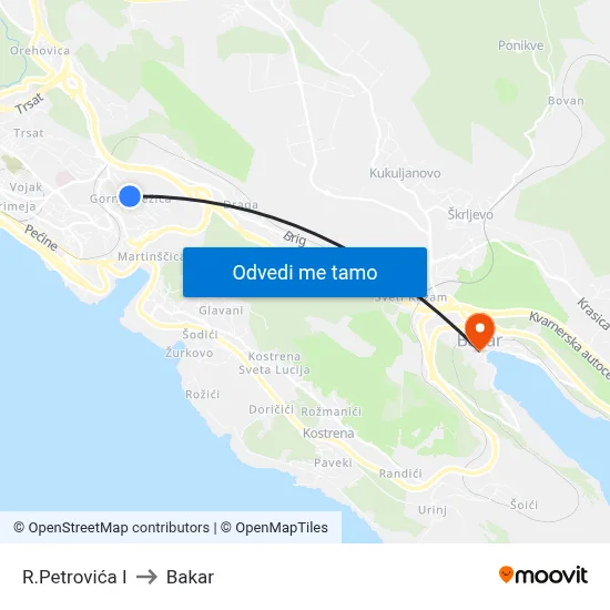 R.Petrovića I to Bakar map