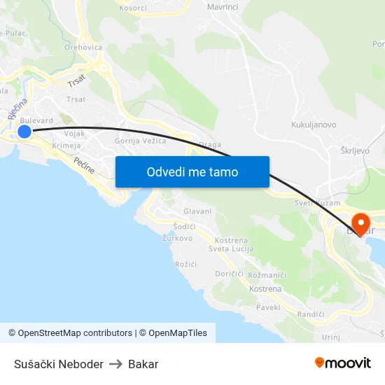 Sušački Neboder to Bakar map