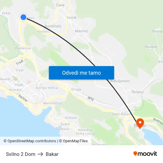 Svilno 2 Dom to Bakar map