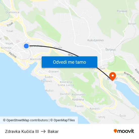Zdravka Kučića III to Bakar map