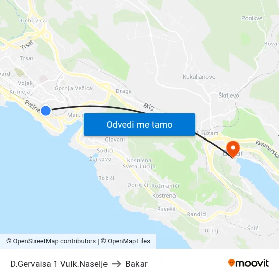 D.Gervaisa 1 Vulk.Naselje to Bakar map