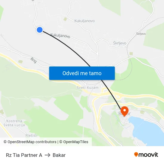 Rz Tia Partner A to Bakar map