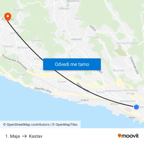 1. Maja to Kastav map