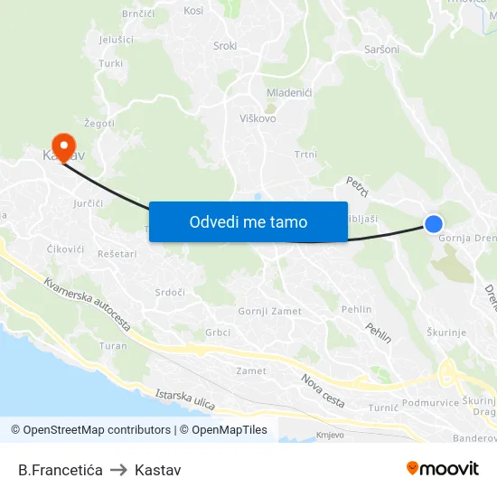 B.Francetića to Kastav map