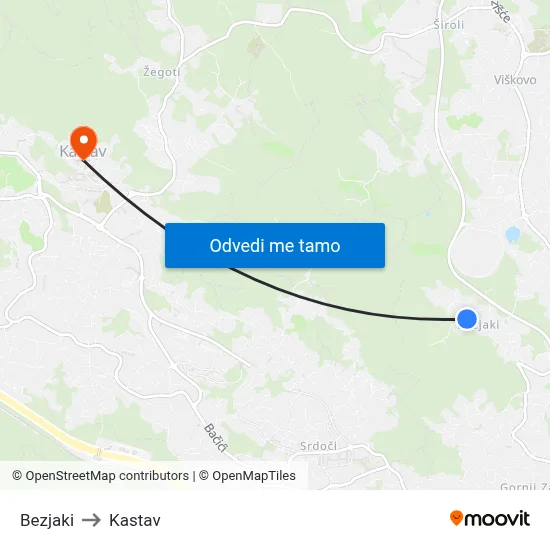 Bezjaki to Kastav map