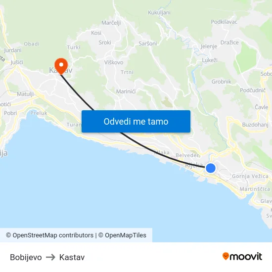 Bobijevo to Kastav map