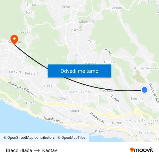 Braće Hlača to Kastav map