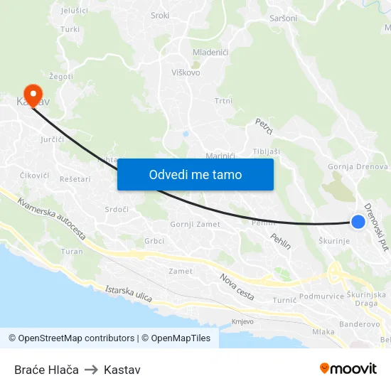 Braće Hlača to Kastav map