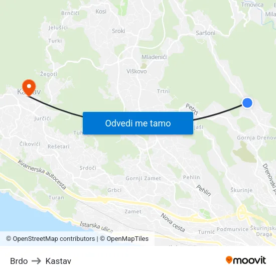 Brdo to Kastav map