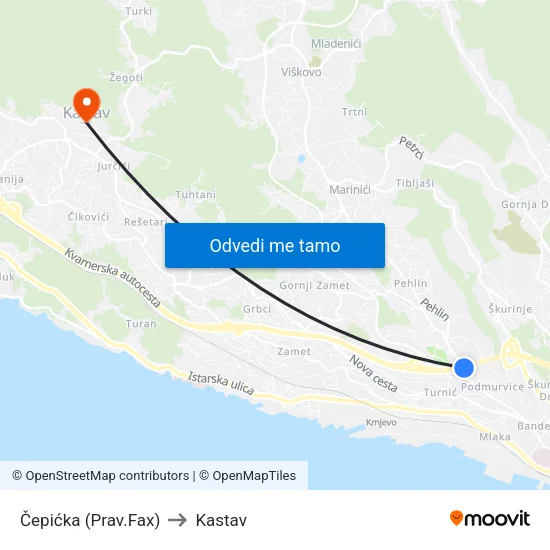 Čepićka (Prav.Fax) to Kastav map