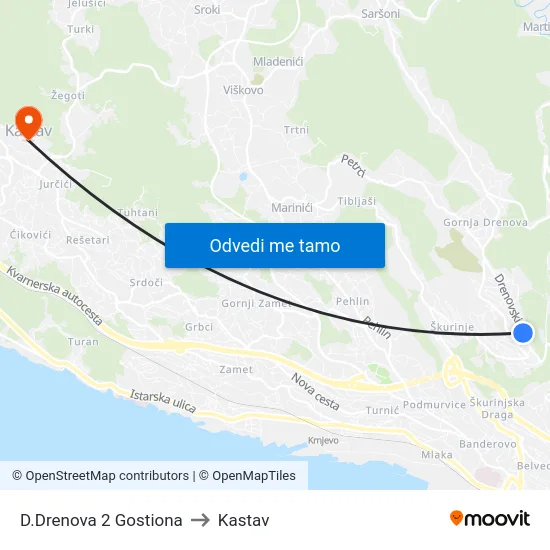 D.Drenova 2 Gostiona to Kastav map