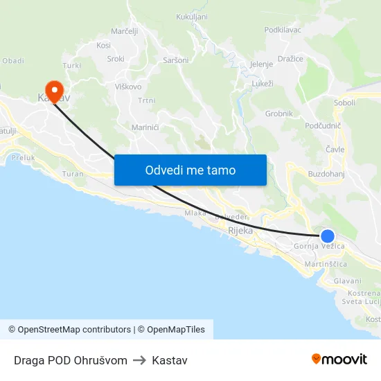 Draga POD Ohrušvom to Kastav map