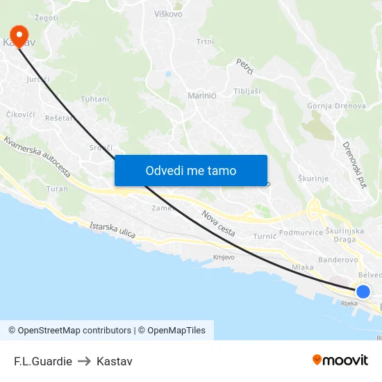 F.L.Guardie to Kastav map