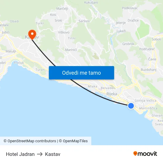 Hotel Jadran to Kastav map