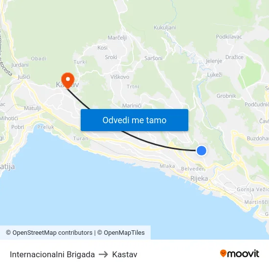 Internacionalni Brigada to Kastav map