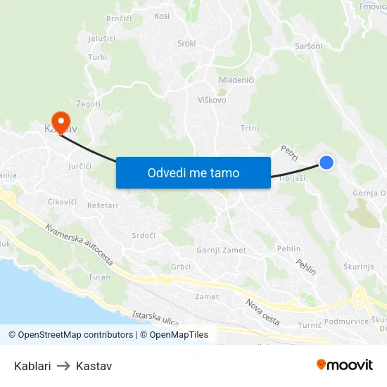 Kablari to Kastav map