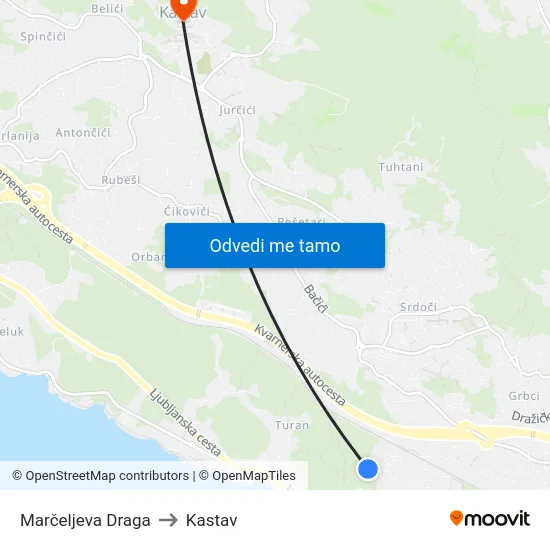 Marčeljeva Draga to Kastav map