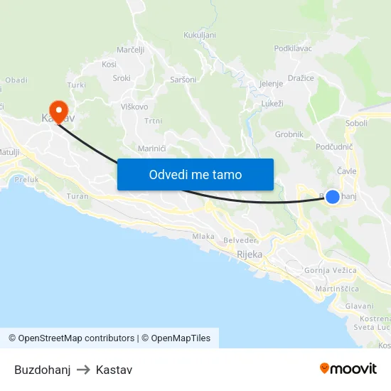 Buzdohanj to Kastav map