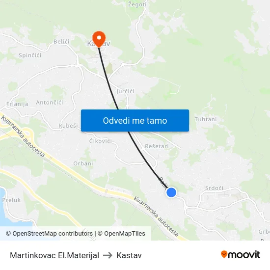 Martinkovac El.Materijal to Kastav map