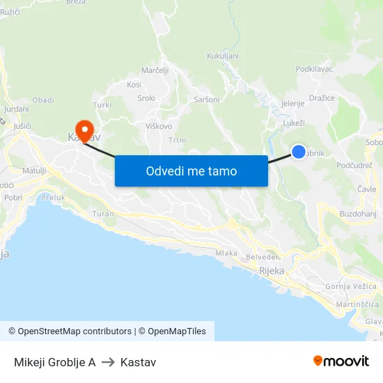 Mikeji Groblje A to Kastav map